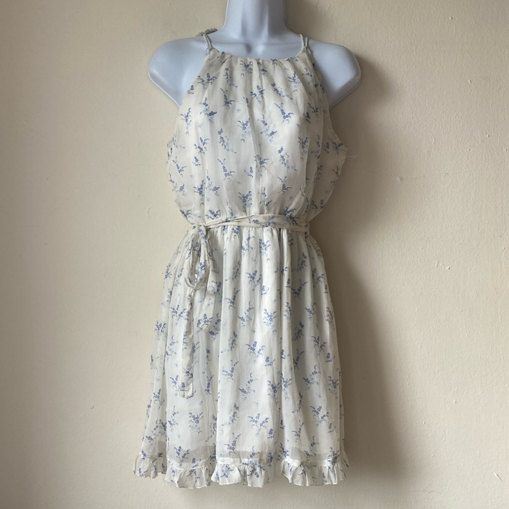 Abercrombie & Fitch Floral Halter Dress w/ Ruffle Hem Sheer Fairy Ethereal Sz S